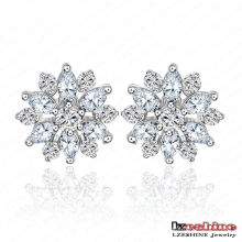 14*14mm Snowflake Cubic Zirconia Stud Earrings (CER0006-B)